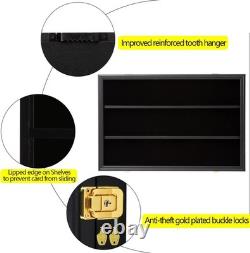 Black Wood Trading Card Display Case with Lock & Protective Acrylic Door