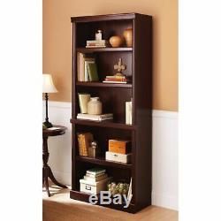 Bookcase Tall Wood Bookshelf Modern Display Bookcases Large 5-Shelf Adjustable