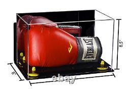 Boxing Glove Display Case with Mirror, Wall Mount & Yellow Risers (A011)