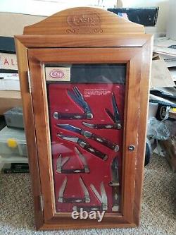 CASE KNIFE FACTORY WALNUT DISPLAY CABINET With 8 new knives and boxes