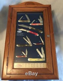 CASE XX KNIFE Oak Countertop Dealer Display Case 8 NOS POCKET KNIVES withBoxes