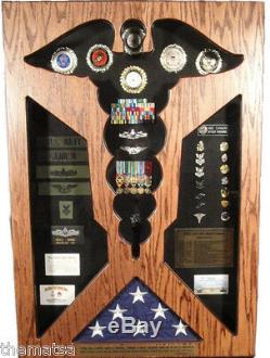 Caduceus Military Badge Pin Patch Flag Challenge Coin Display Case Shadow Box