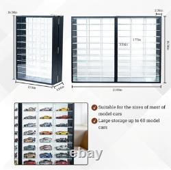 Car Display Case 2 in 1 Foldable 60 Diecast Model 1/64 NASCAR Wood Wall Cabinet