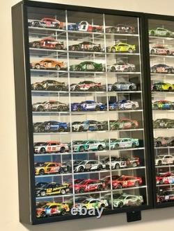 Car Display Case 2 in 1 Foldable 60 Diecast Model 1/64 NASCAR Wood Wall Cabinet