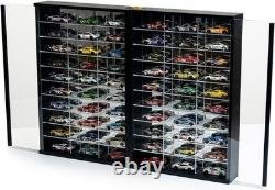 Car Display Case 2 in 1 Foldable 60 Diecast Model 1/64 NASCAR Wood Wall Cabinet