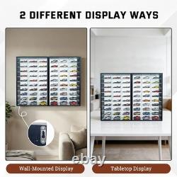 Car Display Case 2 in 1 Foldable 60 Diecast Model 1/64 NASCAR Wood Wall Cabinet