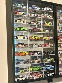 Car Display Case 2 in 1 Foldable 60 Diecast Model 1/64 NASCAR Wood Wall Cabinet