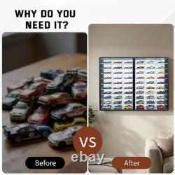 Car Display Case 2 in 1 Foldable 60 Diecast Model 1/64 NASCAR Wood Wall Cabinet