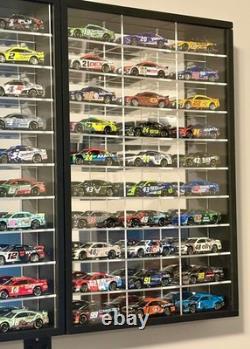 Car Display Case 2 in 1 Foldable 60 Diecast Model 1/64 NASCAR Wood Wall Cabinet