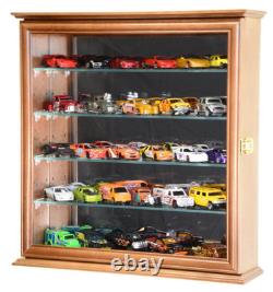 Car Display Case 30 Pcs Matchbox Train 1/64 1/43 N HO Walnut Glass Shelf Cabinet