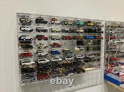 Car Display Case 56 Pcs Matchbox Model Toy 1/64 Diecast with Door Acrylic Cabinet