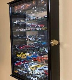 Car Display Case 56 Pcs Mirrored Cherry Model 1/43 1/64 Scale Diecast US Cabinet