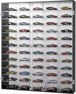 Car Display Case 60 Pcs Acrylic Mirrored Diecast Model 1/64 Wheels Matchbox Rack