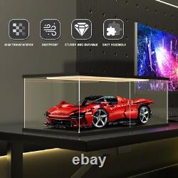 Car Display Case Acrylic 20 in x 8 in LED Light 1/10 Rack 1/12 Model Diecast Box