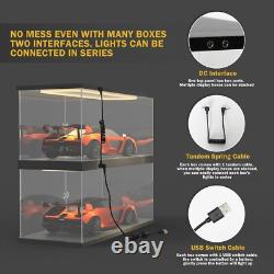 Car Display Case Acrylic 20 in x 8 in LED Light 1/10 Rack 1/12 Model Diecast Box