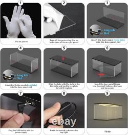 Car Display Case Acrylic 20 in x 8 in LED Light 1/10 Rack 1/12 Model Diecast Box