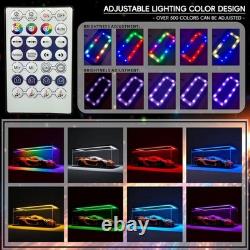 Car Display Case Acrylic 24 x 12 RGB LED Light 1/10 Rack 1/12 Model Diecast Box