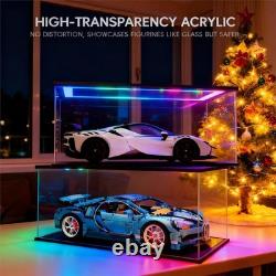 Car Display Case Acrylic 24 x 12 RGB LED Light 1/10 Rack 1/12 Model Diecast Box