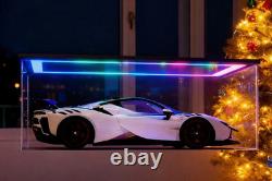 Car Display Case Acrylic 24 x 12 RGB LED Light 1/10 Rack 1/12 Model Diecast Box