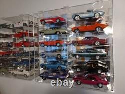 Car Display Case Acrylic Mirrored 12 Pcs Hot Diecast 1/18 Model Wheels Cabinet