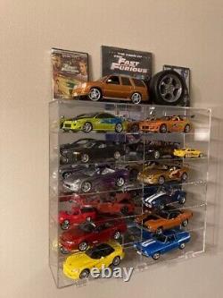 Car Display Case Acrylic Mirrored 12 Pcs Hot Diecast 1/18 Model Wheels Cabinet