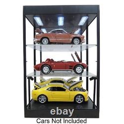 Car Display Case Acrylic White LED Lite 3 Tier Adjust Model 1/18 Diecast Cabinet