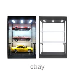 Car Display Case Acrylic White LED Lite 3 Tier Adjust Model 1/18 Diecast Cabinet