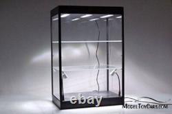 Car Display Case Acrylic White LED Lite 3 Tier Adjust Model 1/18 Diecast Cabinet