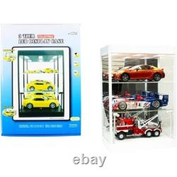 Car Display Case Acrylic White LED Lite 3 Tier Adjust Model 1/18 Diecast Cabinet