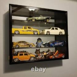 Car Display Case Black 8 Pcs Diecast 1/18 Scale Show Collection Shelf Cabinet