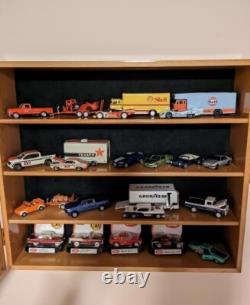Car Display Case Black 8 Pcs Diecast 1/24 Model Wood NASCAR Matchbox Toy Cabinet