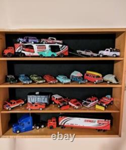 Car Display Case Black 8 Pcs Diecast 1/24 Model Wood NASCAR Matchbox Toy Cabinet