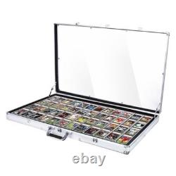Card Display Case, Large Aluminum Trading Card Case, Tabletop Showcase Silver