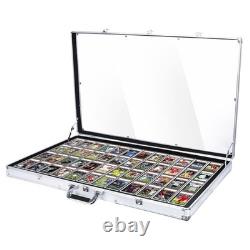Card Display Case, Large Aluminum Trading Card Case, Tabletop Showcase Silver