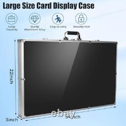 Card Display Case, Large Aluminum Trading Card Case, Tabletop Showcase Silver