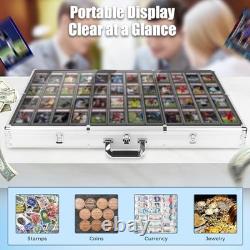 Card Display Case, Large Aluminum Trading Card Case, Tabletop Showcase Silver