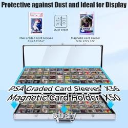 Card Display Case, Large Aluminum Trading Card Case, Tabletop Showcase Silver