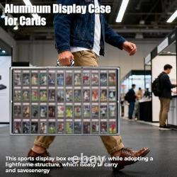 Card Display Case, Large Aluminum Trading Card Case, Tabletop Showcase Silver