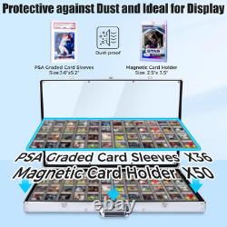 Card Display Case, Large Aluminum Trading Card Case, Tabletop Showcase for Tradi