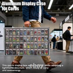 Card Display Case, Large Aluminum Trading Card Case, Tabletop Showcase for Tradi