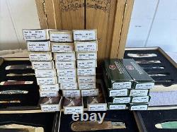 Case 2010 Tang Stamp Set Of 35 Knifes W Boxes & Display Case 1 Of 200 Sets. Rare