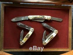 Case 75th Anniversary knife set with Oak and glass display box. Beautiful cond