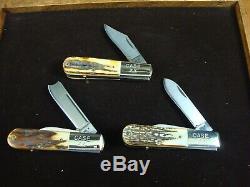 Case XX Barlow 3 Piece Stag Knife Set With Wooden Display Box 3909/5000 Mint