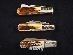 Case XX Barlow 3 Piece Stag Knife Set With Wooden Display Box 3909/5000 Mint