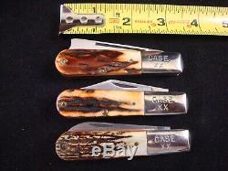 Case XX Barlow 3 Piece Stag Knife Set With Wooden Display Box 3909/5000 Mint