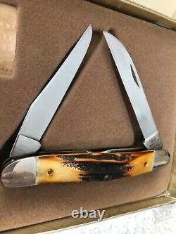 Case XX Improved Hawbaker Stag Muskrat Knife With Steel Trap In Display Box
