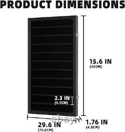 Challenge Coin Display Case 88 Pcs Black 11 Row Military Cabinet Shadow Box Rack