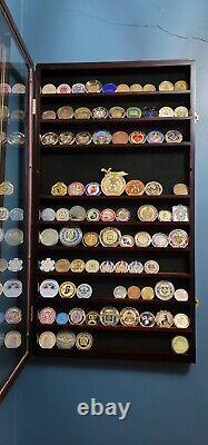 Challenge Coin Display Case 88 Pcs Black 11 Row Military Cabinet Shadow Box Rack