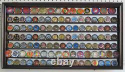 Challenge Coin Medal Display Case Wall Shadow Box Cabinet, Mirror Back, COIN4-MA
