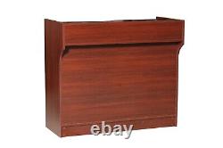 Cherry Wood 48 Inch Ledgetop Register POS Counter with Drawers, Shelves, & Lock